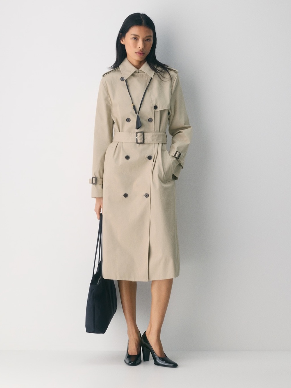 Aritzia Beige Trench Coat with Satin Lining